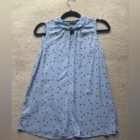 LOFT Sleeveless Mixed Fabric Polka Dot Blouse XS - Picture 1 of 11